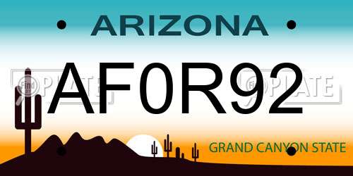 AF0R92 Arizona License Plate