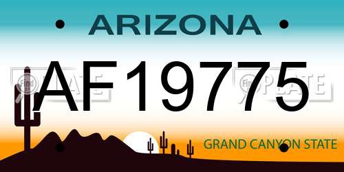 AF19775 Arizona License Plate