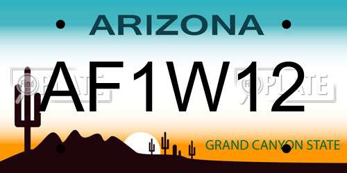 AF1W12 Arizona License Plate