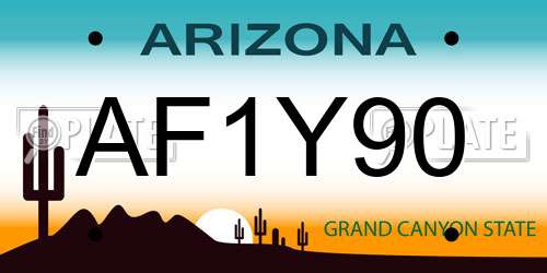 AF1Y90 Arizona License Plate