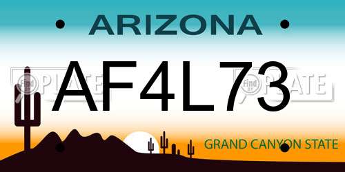 AF4L73 Arizona License Plate