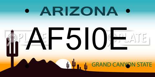 AF5I0E Arizona License Plate