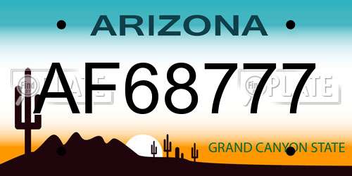AF68777 Arizona License Plate
