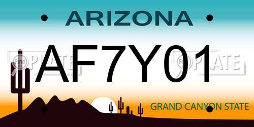 AF7Y01 Arizona License Plate