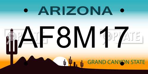 AF8M17 Arizona License Plate