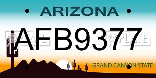 AFB9377 Arizona License Plate