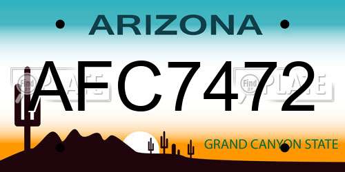 AFC7472 Arizona License Plate