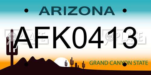 AFK0413 Arizona License Plate
