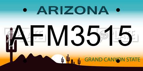 AFM3515 Arizona License Plate