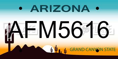 AFM5616 Arizona License Plate