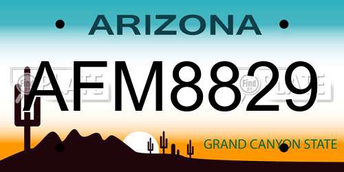 AFM8829 Arizona License Plate