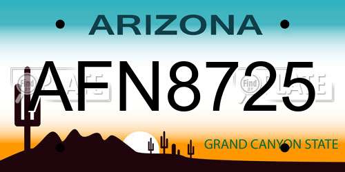 AFN8725 Arizona License Plate