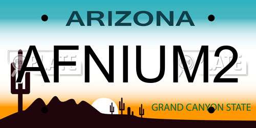 AFNIUM2 Arizona License Plate