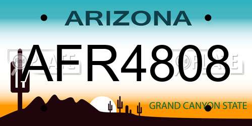 AFR4808 Arizona License Plate
