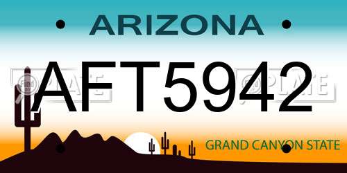 AFT5942 Arizona License Plate
