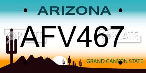 AFV467 Arizona License Plate