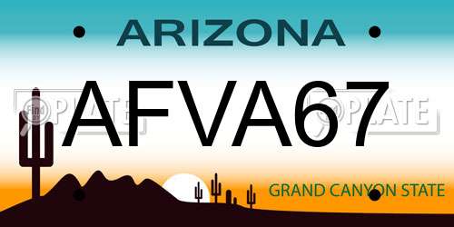AFVA67 Arizona License Plate