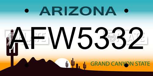 AFW5332 Arizona License Plate