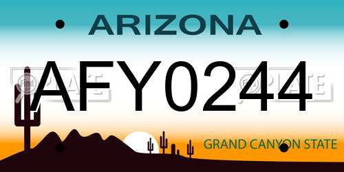 AFY0244 Arizona License Plate