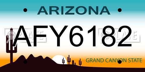AFY6182 Arizona License Plate