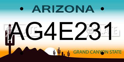 AG4E231 Arizona License Plate