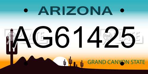 AG61425 Arizona License Plate