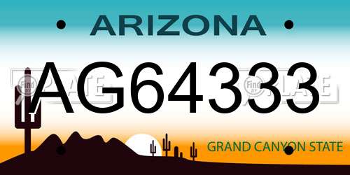AG64333 Arizona License Plate