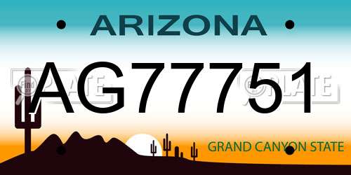 AG77751 Arizona License Plate
