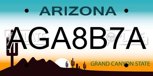 AGA8B7A Arizona License Plate