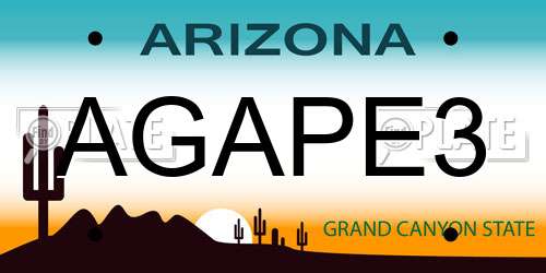 AGAPE3 Arizona License Plate