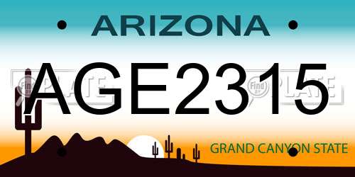 AGE2315 Arizona License Plate