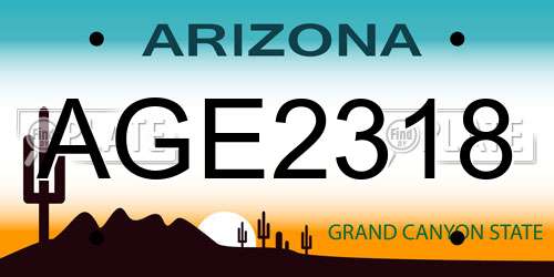 AGE2318 Arizona License Plate
