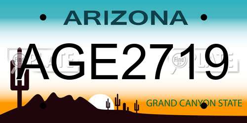 AGE2719 Arizona License Plate