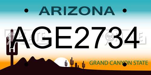 AGE2734 Arizona License Plate