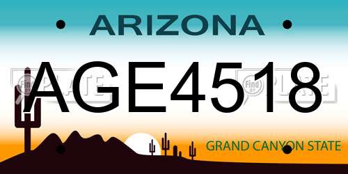 AGE4518 Arizona License Plate