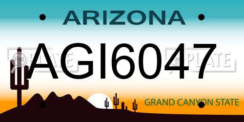 AGI6047 Arizona License Plate