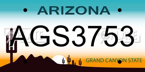 AGS3753 Arizona License Plate