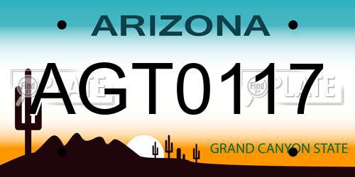 AGT0117 Arizona License Plate
