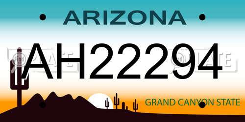 AH22294 Arizona License Plate