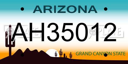 AH35012 Arizona License Plate