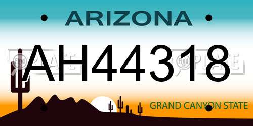 AH44318 Arizona License Plate
