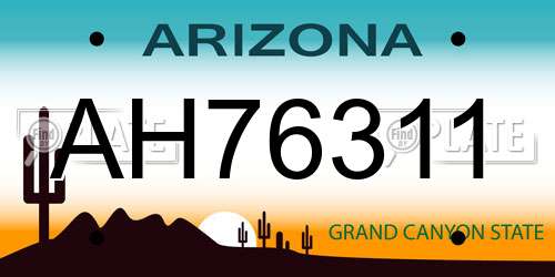 AH76311 Arizona License Plate