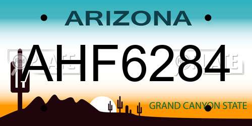 AHF6284 Arizona License Plate