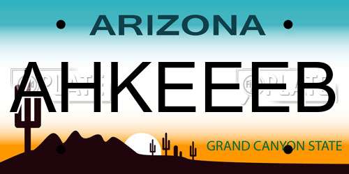 AHKEEEB Arizona License Plate
