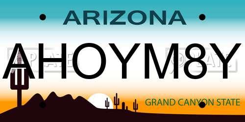 AHOYM8Y Arizona License Plate