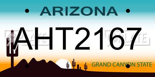 AHT2167 Arizona License Plate