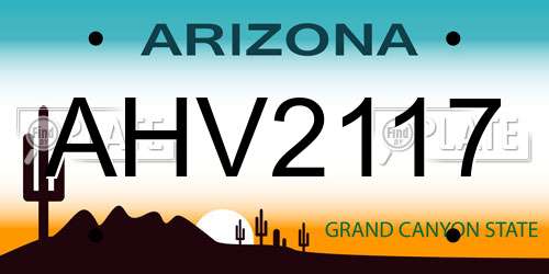 AHV2117 Arizona License Plate