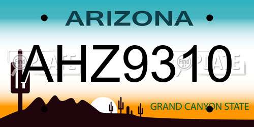 AHZ9310 Arizona License Plate