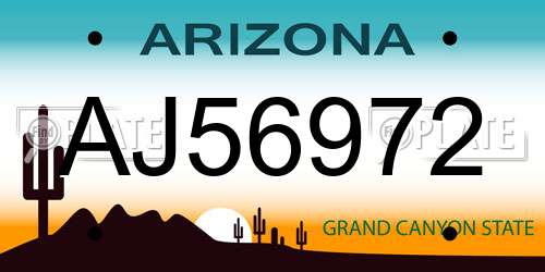 AJ56972 Arizona License Plate