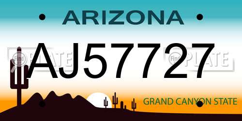 AJ57727 Arizona License Plate